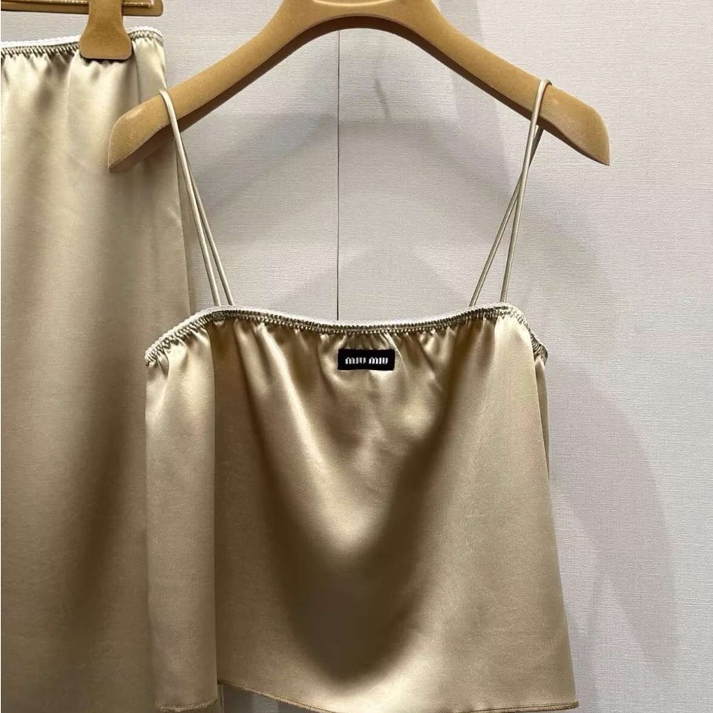 Miu Miu Champagne Silk Cami & Midi Skirt Set✨ - Picture 3 of 8